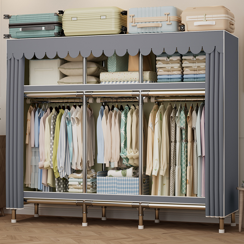 简易衣橱家用卧室出租房专用布衣柜钢管加粗加厚结实耐用收纳柜