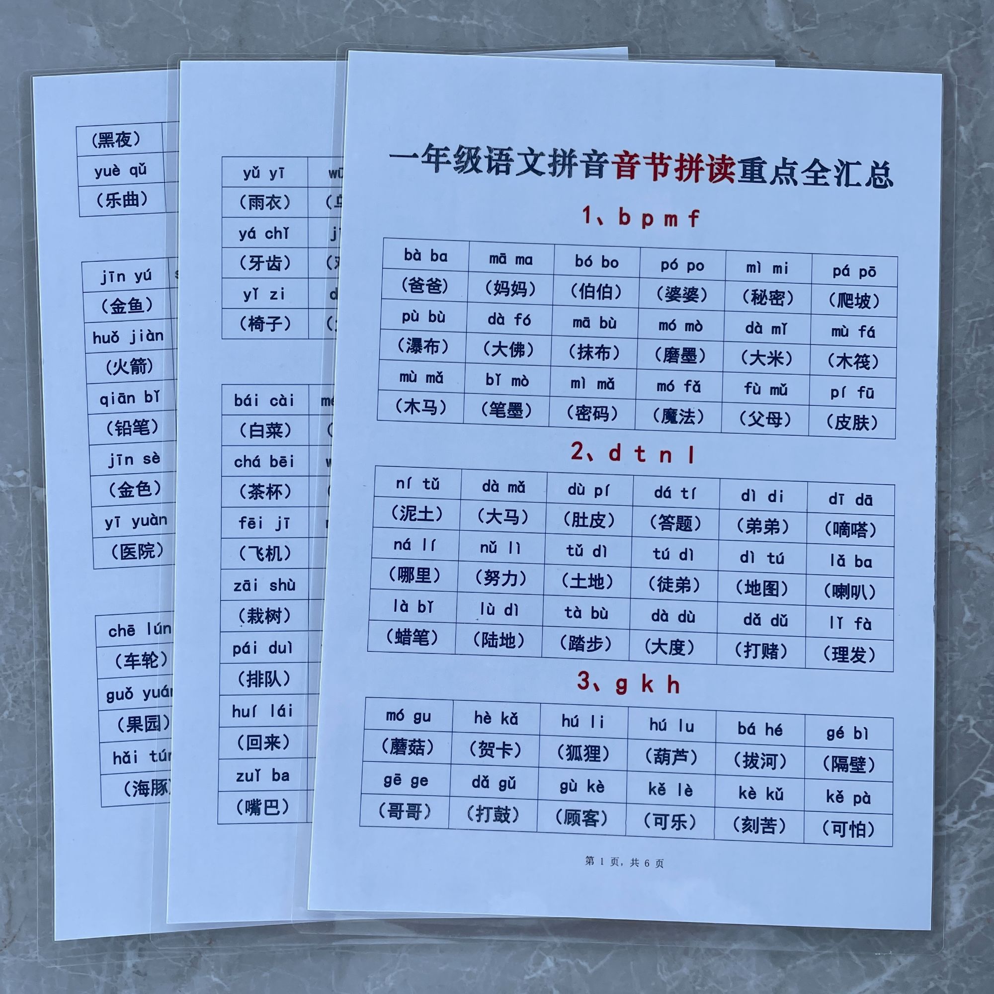 一年级语文每日晨读拼音音节拼读知识汇总认字益智早教神器认知卡