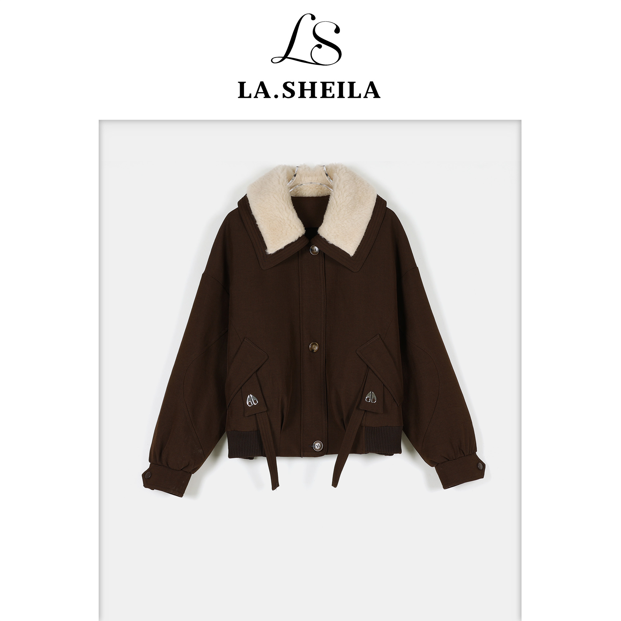 LA.Sheila“心动”羊毛领口袋飘带羽绒服254-YRF/1016-250067