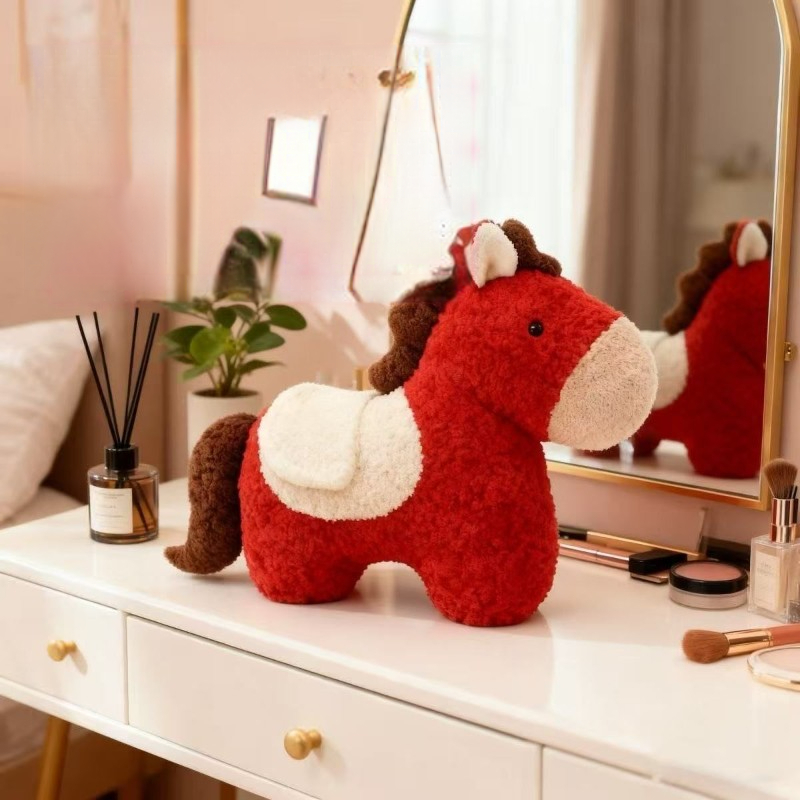 马年吉祥物小马抱枕新年装饰送礼物毛绒玩具玩偶公仔儿童陪伴PPH