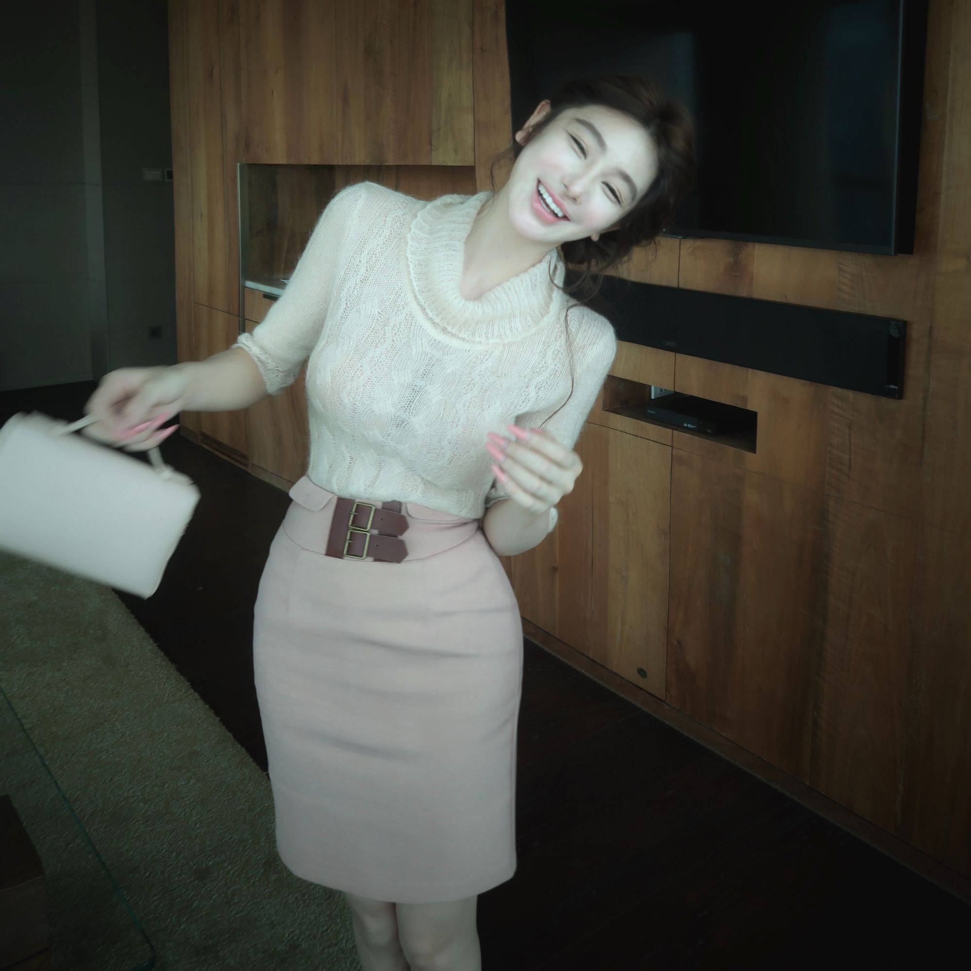 WW定制「心动日常」显瘦气质网红时尚包臀法式小众设计上衣半裙套装