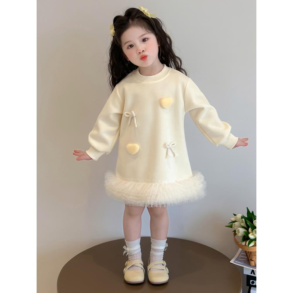 公主裙女童卫衣裙秋季2025新款洋气儿童蛋糕连衣裙女宝宝秋装裙子