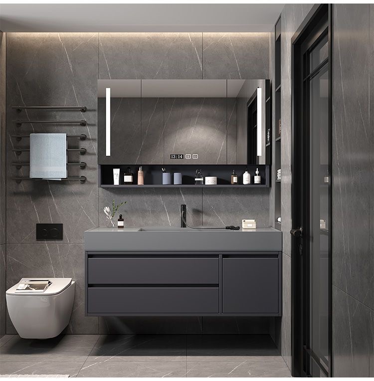 纳米云岩石一体盆智能浴室柜组合简约现代轻奢洗脸盆卫生间洗漱台