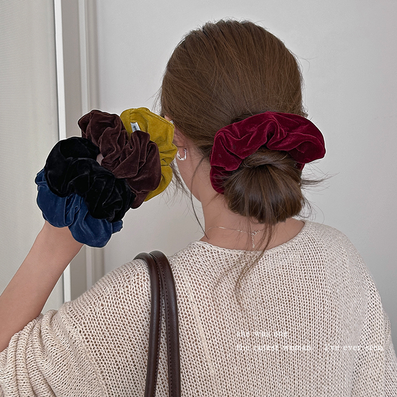 2025新款丝绒大肠发圈女扎头发巨好看头花头绳低丸子头发绳橡皮筋