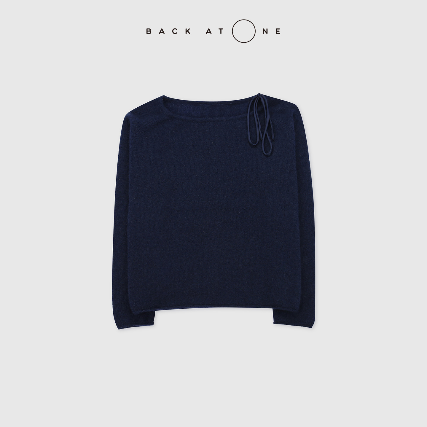 BACKATONE“静澜”   时尚百搭休闲丝羊绒抽带针织衫 BFF-1AB394H-K