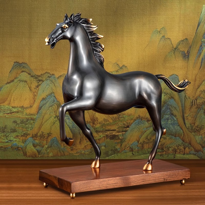 黄铜马到成功办公室铜马摆件客厅酒柜轻奢高档装饰品乔迁新居礼品