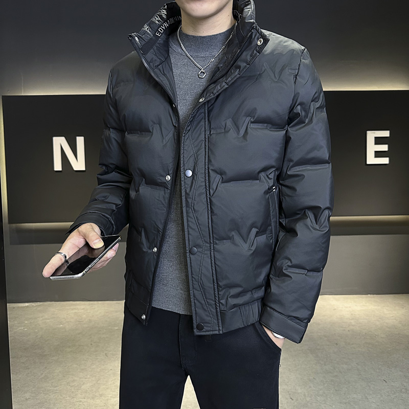 啄木鸟正品羽绒服立领时尚男装免洗压花加厚保暖休闲立领冬季外套