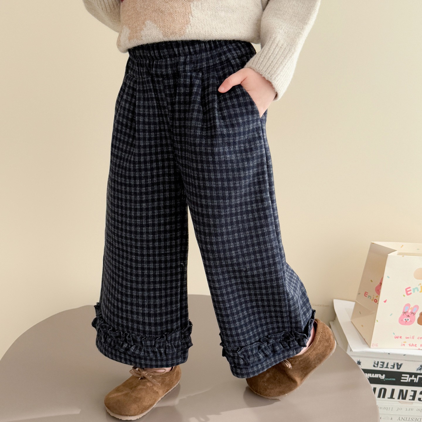 巴拉巴拉男孩女孩女童秋装裤子2025新款网红炸街儿童格子裤小童秋