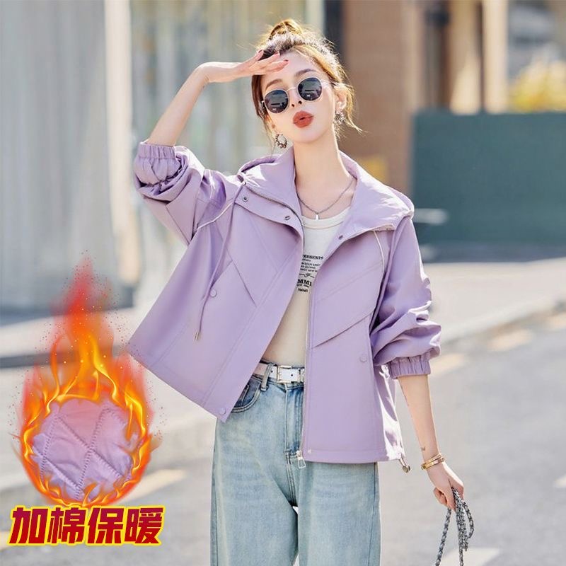 短外套显瘦洋气时尚百搭秋冬加厚款连帽保暖韩版女春秋休闲公主风