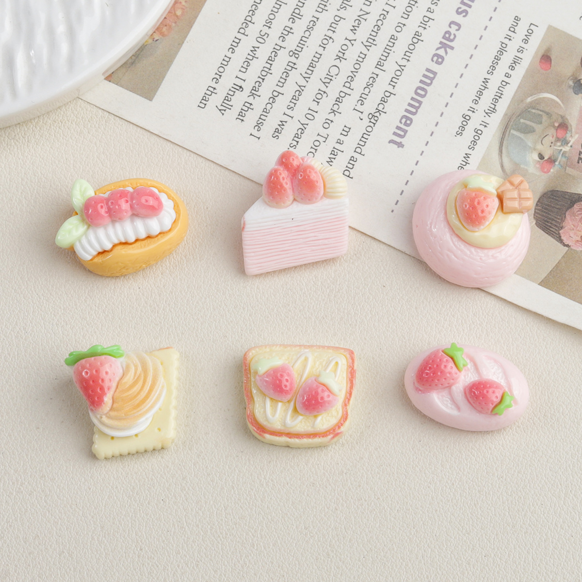 卡通奶油草莓派蛋糕千层立体贴纸水杯手工奶油胶DIY中控台