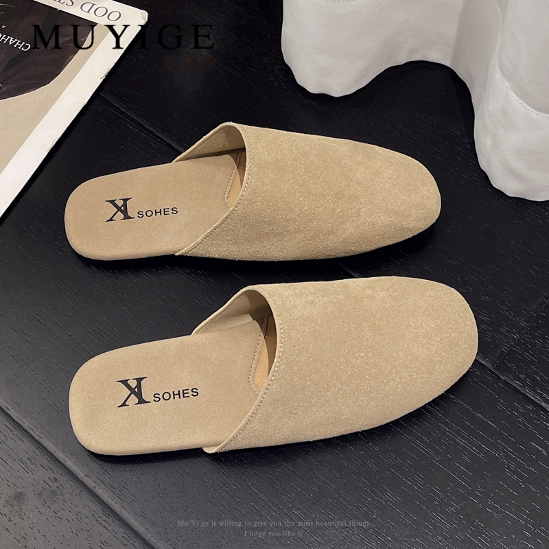 简约休闲平底勃肯包头女士拖鞋2025新款百搭软底半拖舒适网红韩版