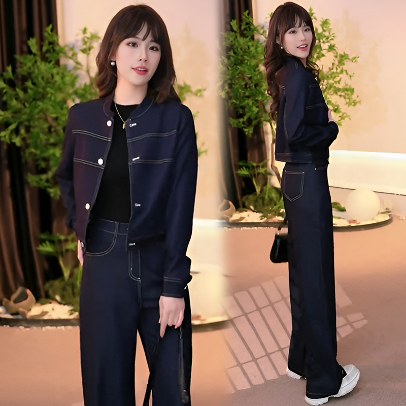 高级感洋气时尚套装女春秋新款轻奢短款外套宽松显瘦阔腿裤两件套