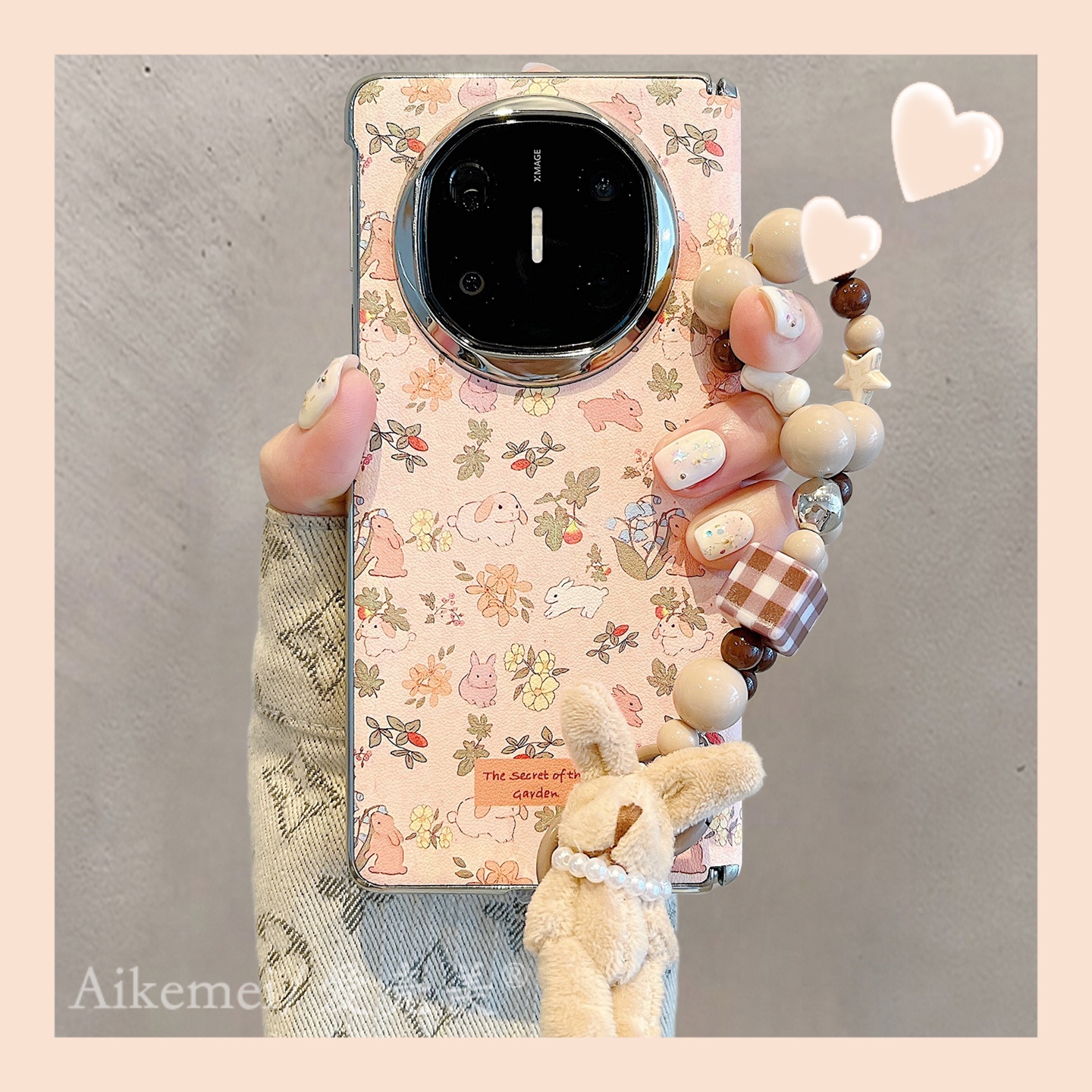 适用华为mateX6折叠屏手机壳MateX5典藏版电镀皮质matex3碎花兔子