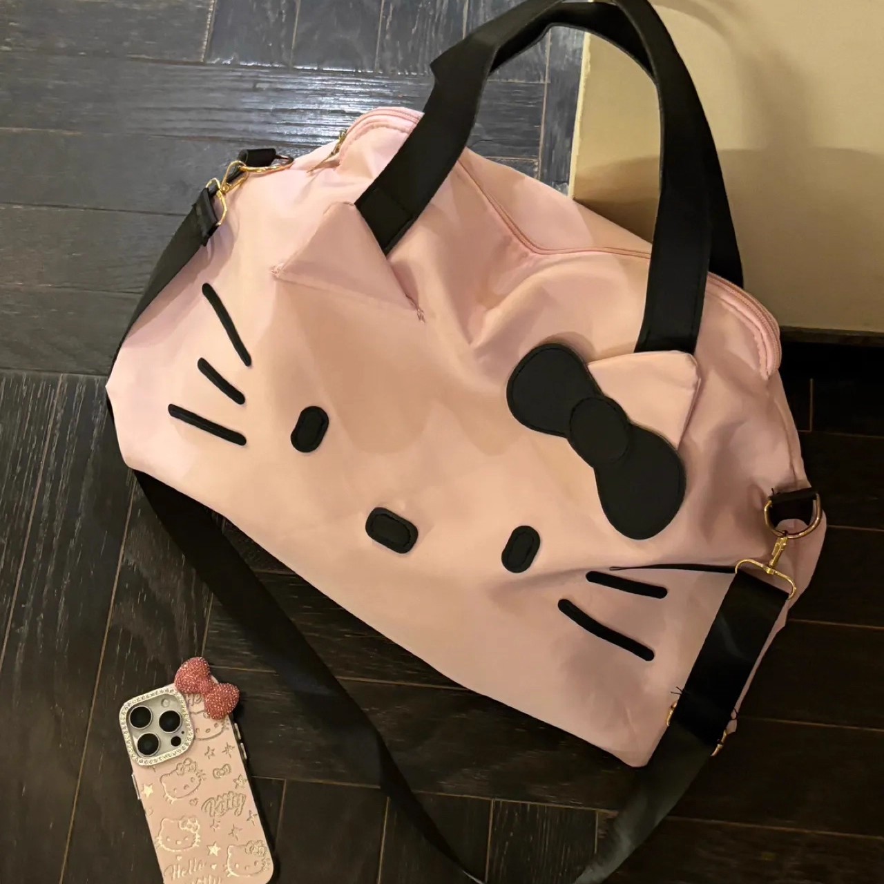 ZY黑粉猫咪大容量托特包百搭韩系通勤包女便携健身包单肩包斜挎包