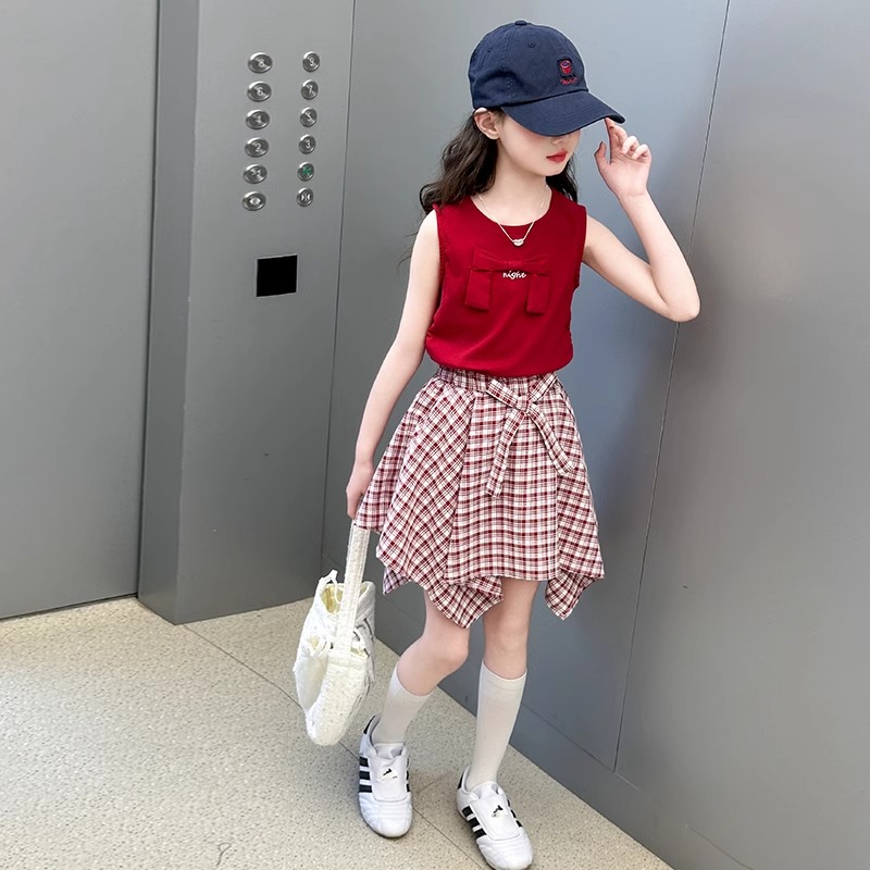 女童套装2025新款洋气大童背心夏装女孩又酷又飒儿童夏日穿搭童装