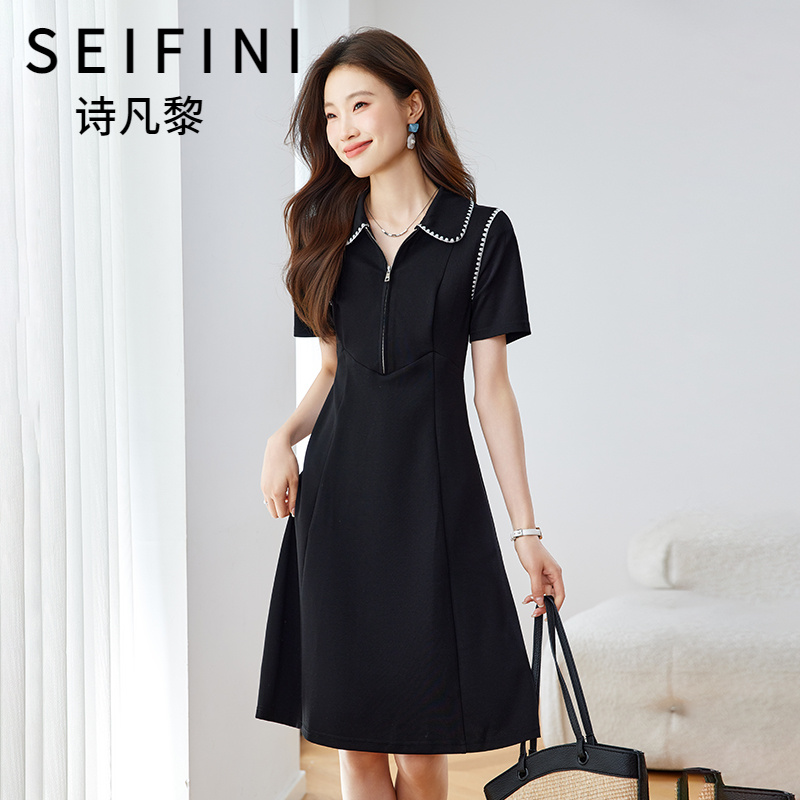 SEIFINI/诗凡黎折扣女装时尚通勤连衣裙气质休闲显瘦遮肚中长裙子
