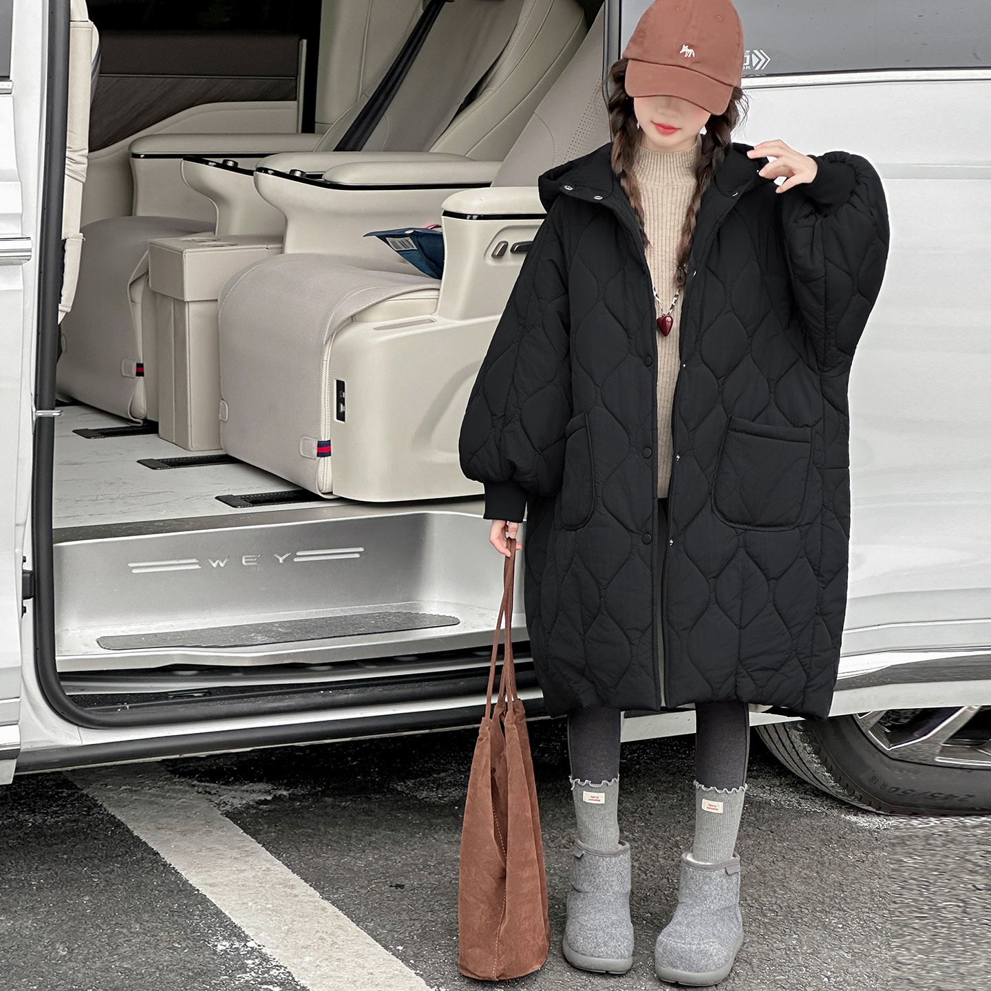 2025新款韩版宽松中长款连帽棉衣女童学院风秋冬显瘦棉服二棉外套