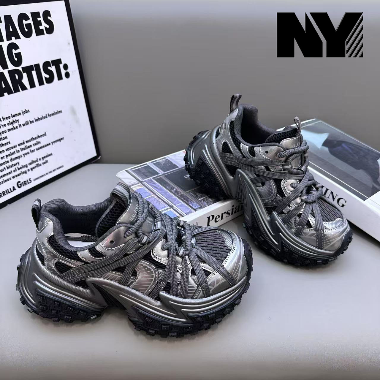 NY欧货轮胎厚底老爹鞋女鞋2025秋冬新款透气增高百搭休闲运动鞋