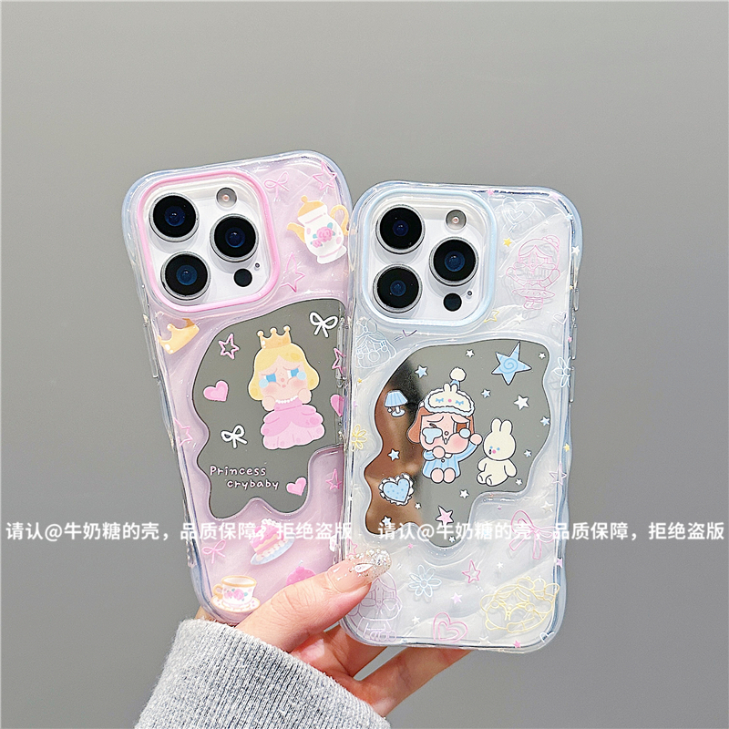 波浪镜子适用苹果17/iPhone/华为手机壳防摔16promax爆款pura80潮