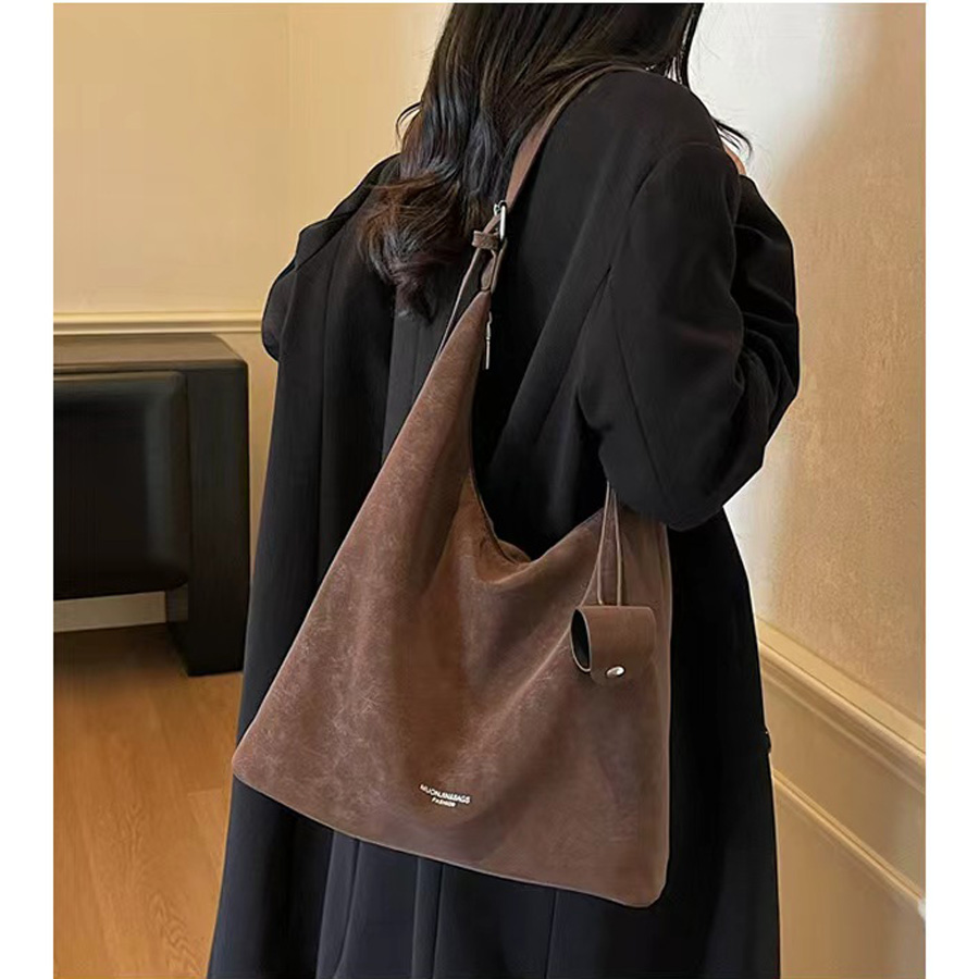 复古麂皮磨砂绒面子母腋下包女2025时尚单肩托特包上班通勤斜挎包