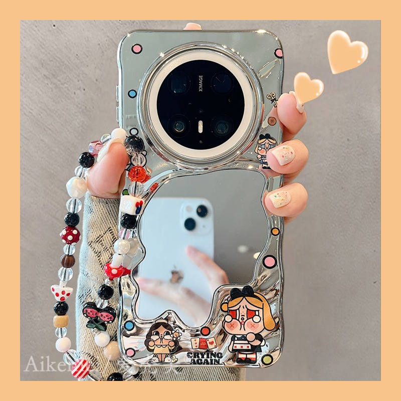 适用华为mate70pro+手机壳电镀波浪纹Mate60pro+镜面彩色波点哭娃
