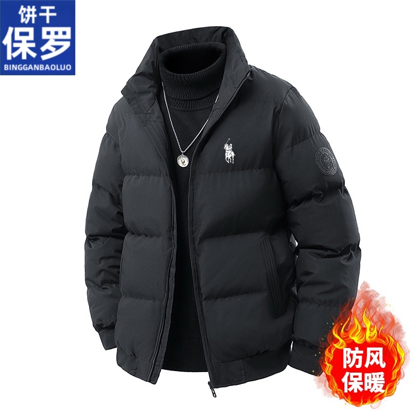 饼干保罗潮流防风棉袄立领棉衣保暖撞色立领男士棉服休闲冬季外套
