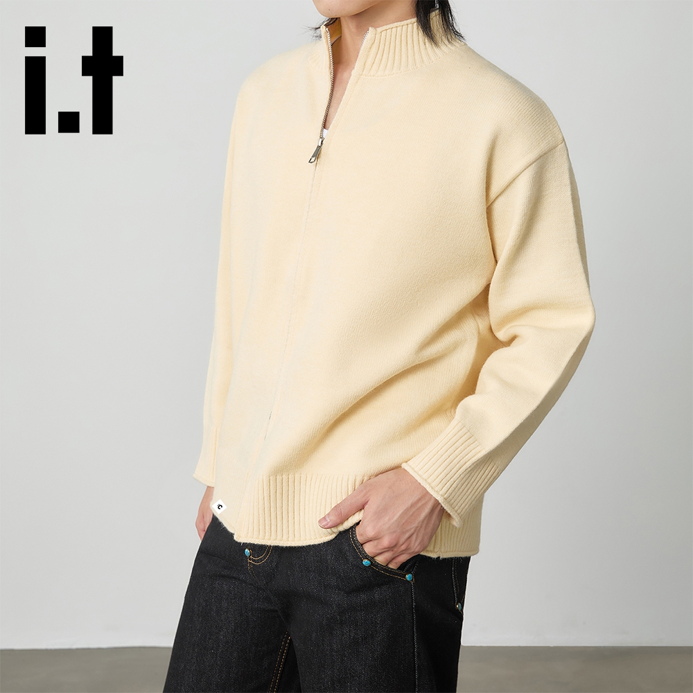 it:CHOCOOLATE休闲慵懒风针织开衫毛衣男女同款秋季保暖外套上衣