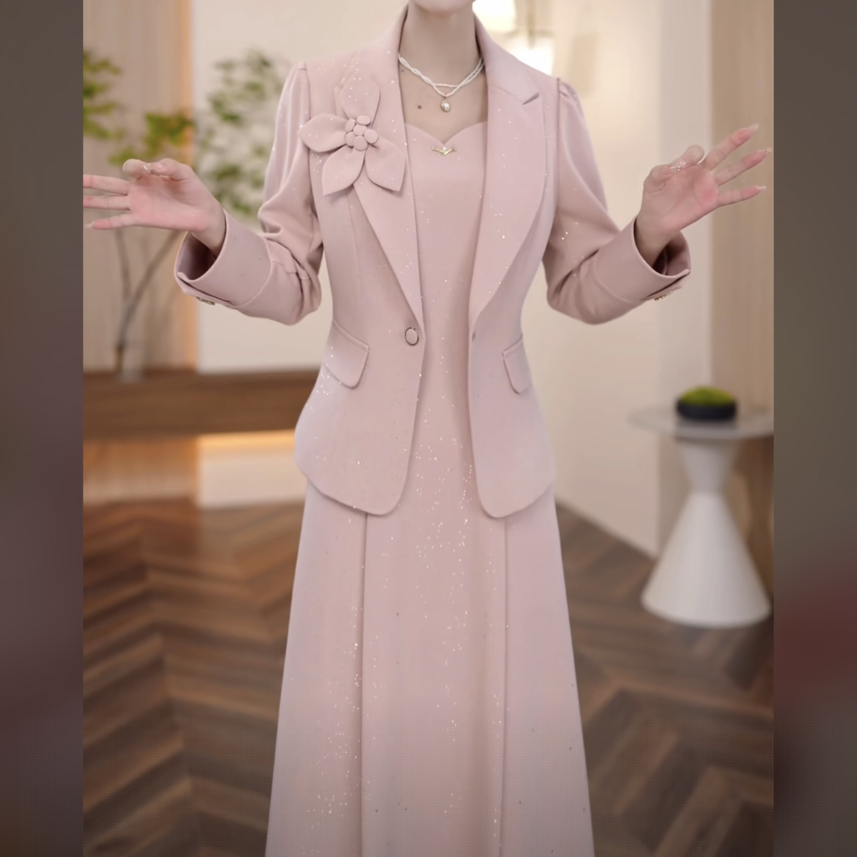 【外套+连衣裙】25157秋季穿搭新款时尚遮肚子显瘦洋气两件套裙