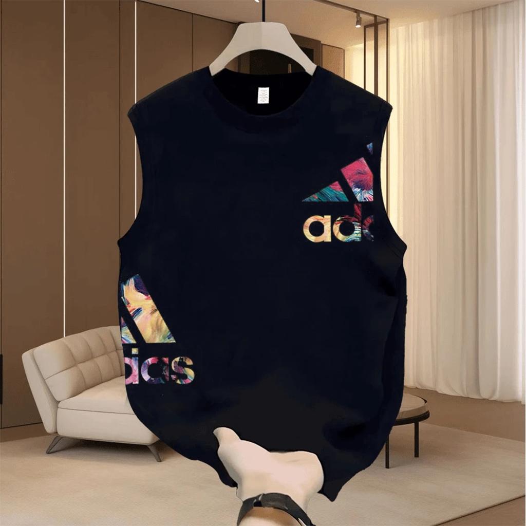 重磅潮流纯棉坎肩背心夏季新款透气休闲健身运动男士打底无袖T恤