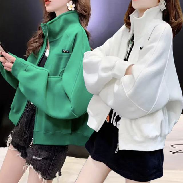 爆款立领卫衣棒球服2025春秋装新款洋气加绒设计感上衣女士短外套