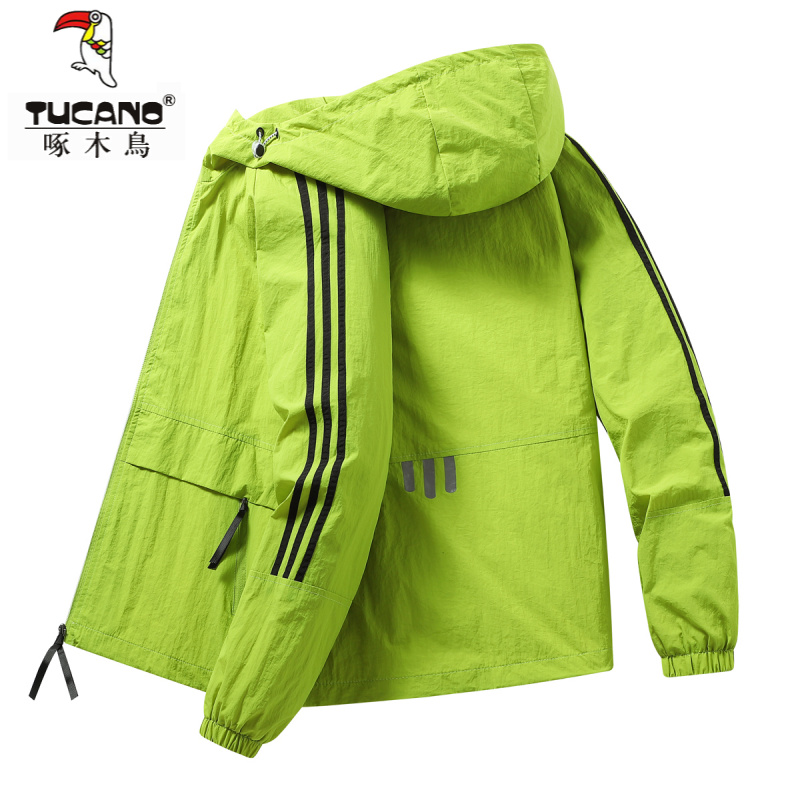 TUCANO/啄木鳥防晒服夏季防紫外线三条杠户外薄款情侣款连帽外套