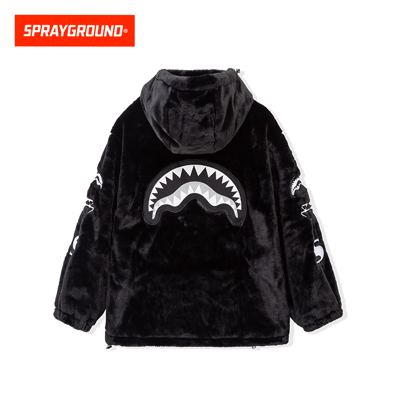 SPRAYGROUND 鲨鱼嘴双拉链毛绒夹克外套冬季保暖潮流HD WE041102