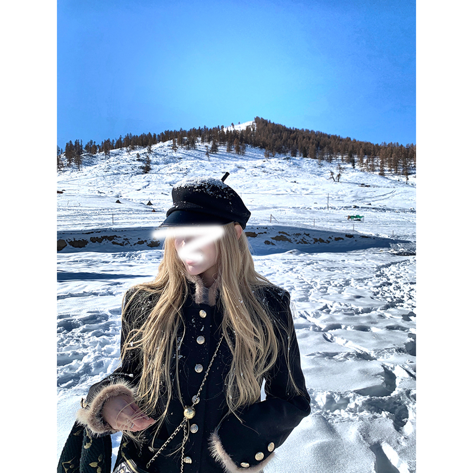 上东缇卡 小香风廓形外套女秋冬高级感短款夹棉毛毛上衣百搭韩版