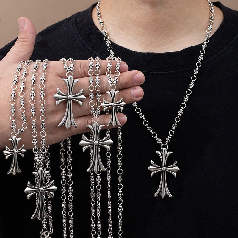 合金亚克力项链 嘻哈夜店潮牌克罗心十字架项链手工链情人节礼物