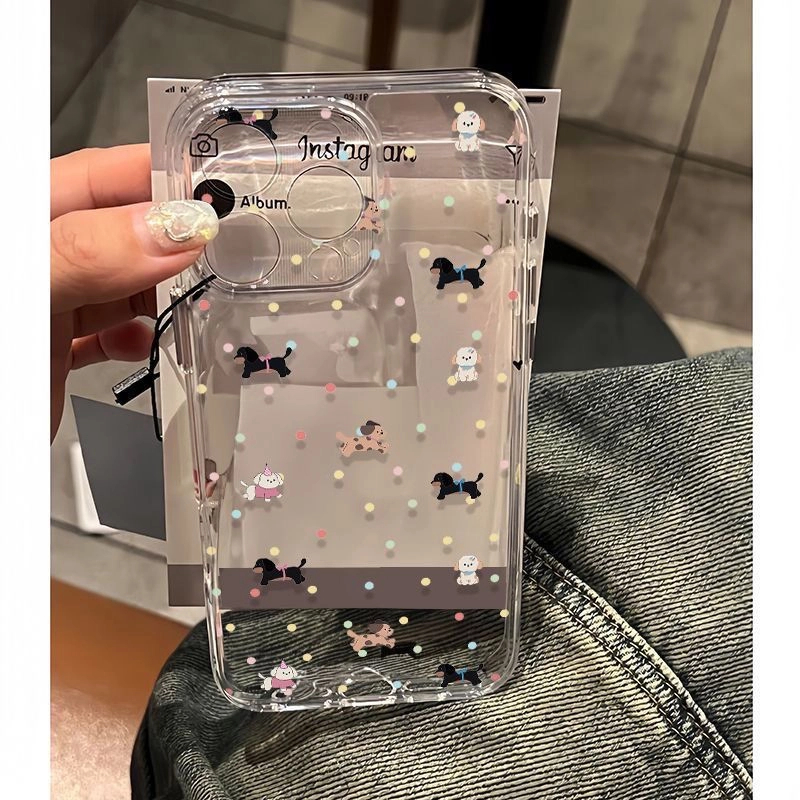 波点小小狗适用苹果16/15手机壳iPhone13/14promax防摔12透明11xr