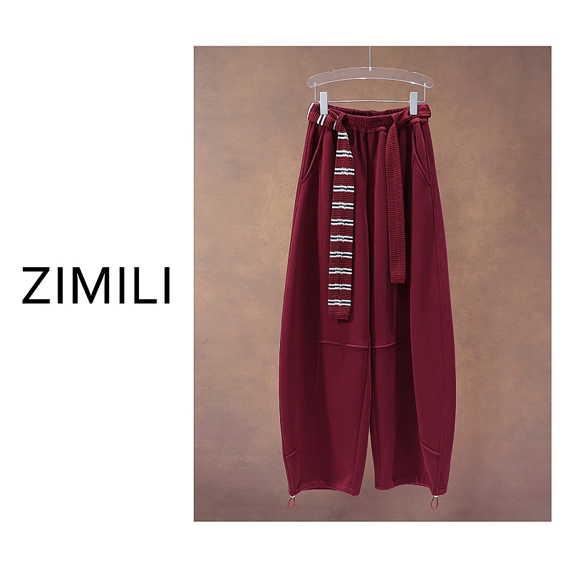 【亮哥欧货女装】冬季加绒加厚《0°C寒冬系列》安红色阔腿裤260115