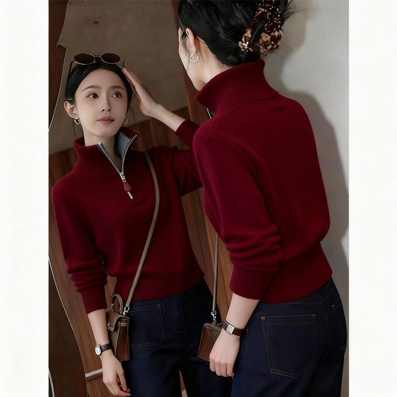 时尚慵懒风设计感撞色针织衫女2025秋季新款高级感百搭显瘦上衣潮