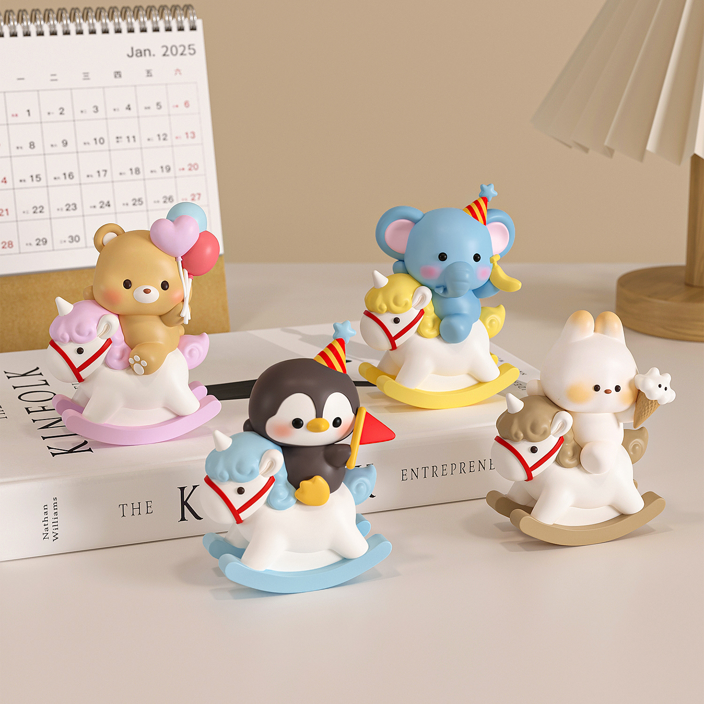 可爱木马动物摆件治愈系办公室工位桌面情绪稳定解压神器装饰品