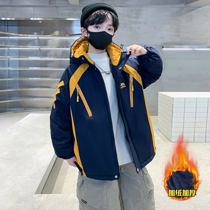 儿童装男童冬装夹棉外套2025新款中大童秋冬款男孩加厚冬季派克服