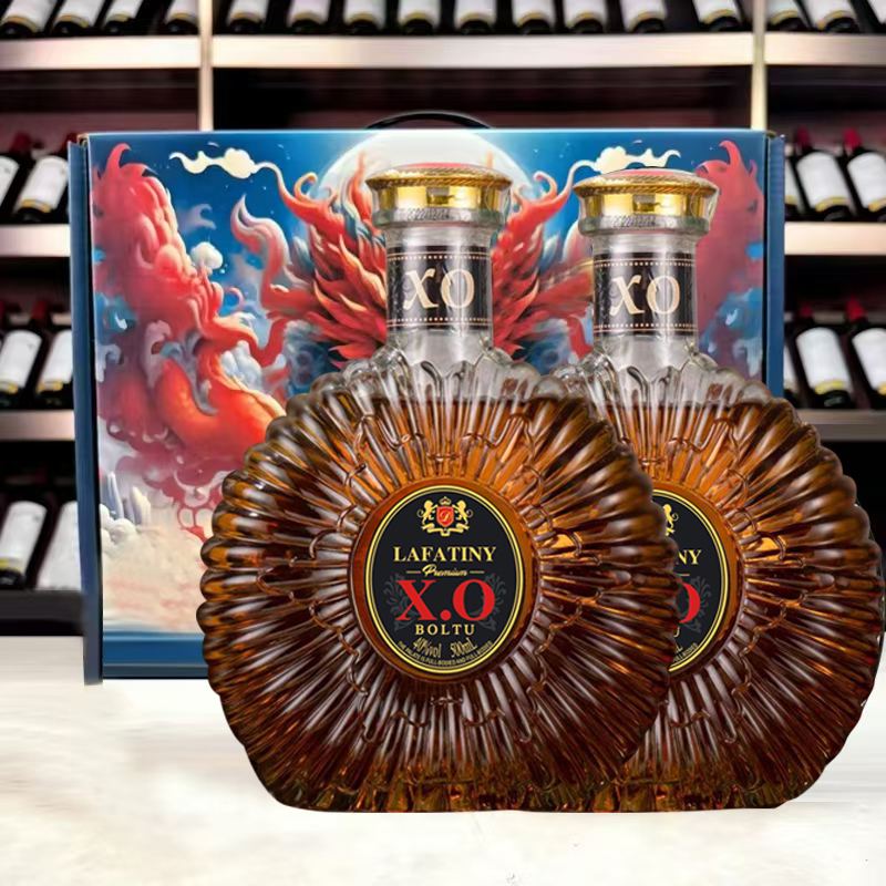 （双支礼盒装）博尔图白兰地XO洋酒500ml40度聚会庆典送礼收藏佳品