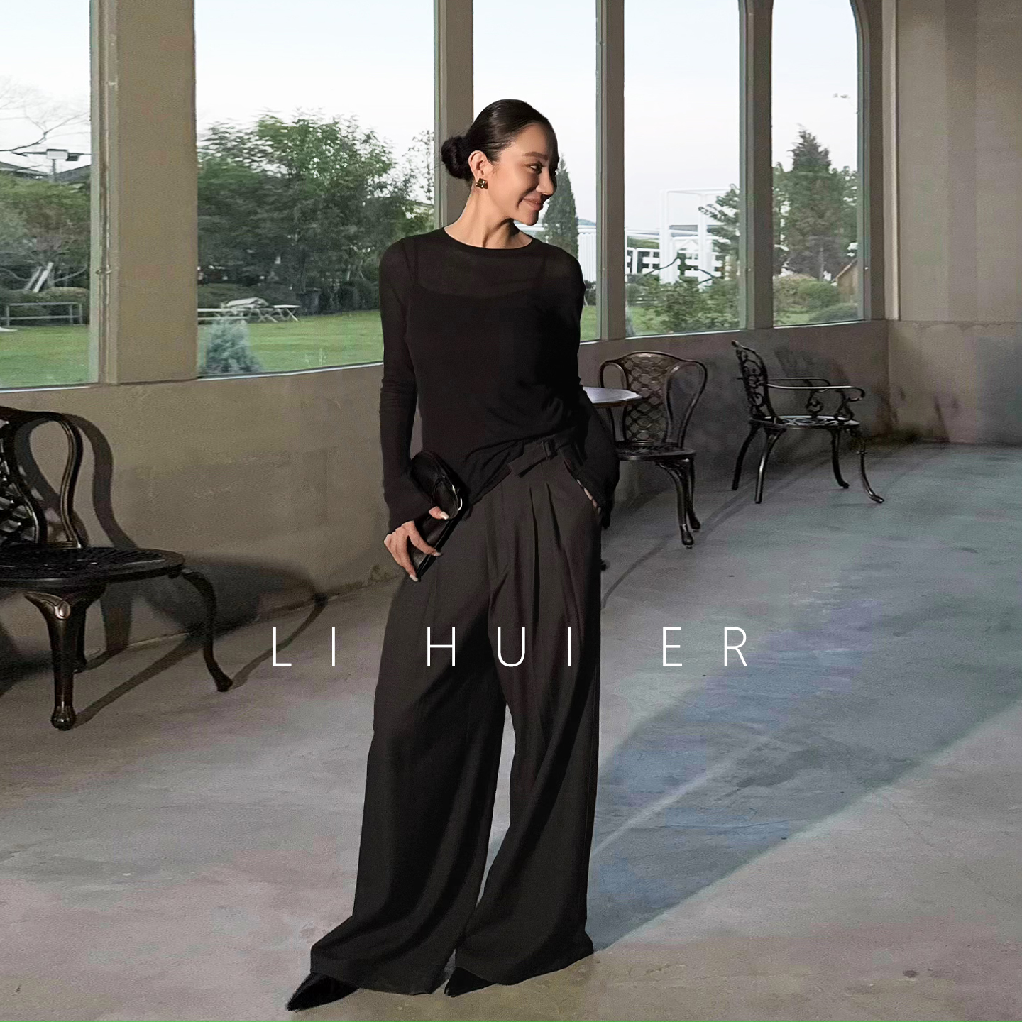 LiHuiEr李慧儿【陨石黎明】捏褶气质休闲裤女垂感时髦阔腿裤YC-667