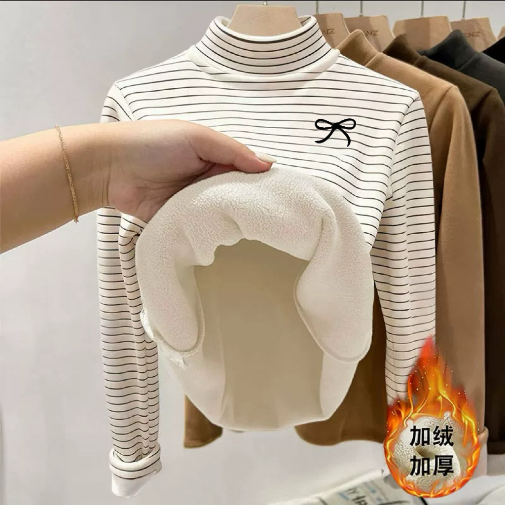 休闲风极简风学院风暖和流行ins半高领蝴蝶结冬季内搭卫衣爆款