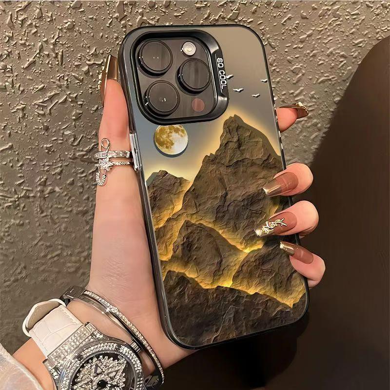 撞色黄金山脉适用于苹果16手机壳iphone15华为oppo小米vivo防摔43