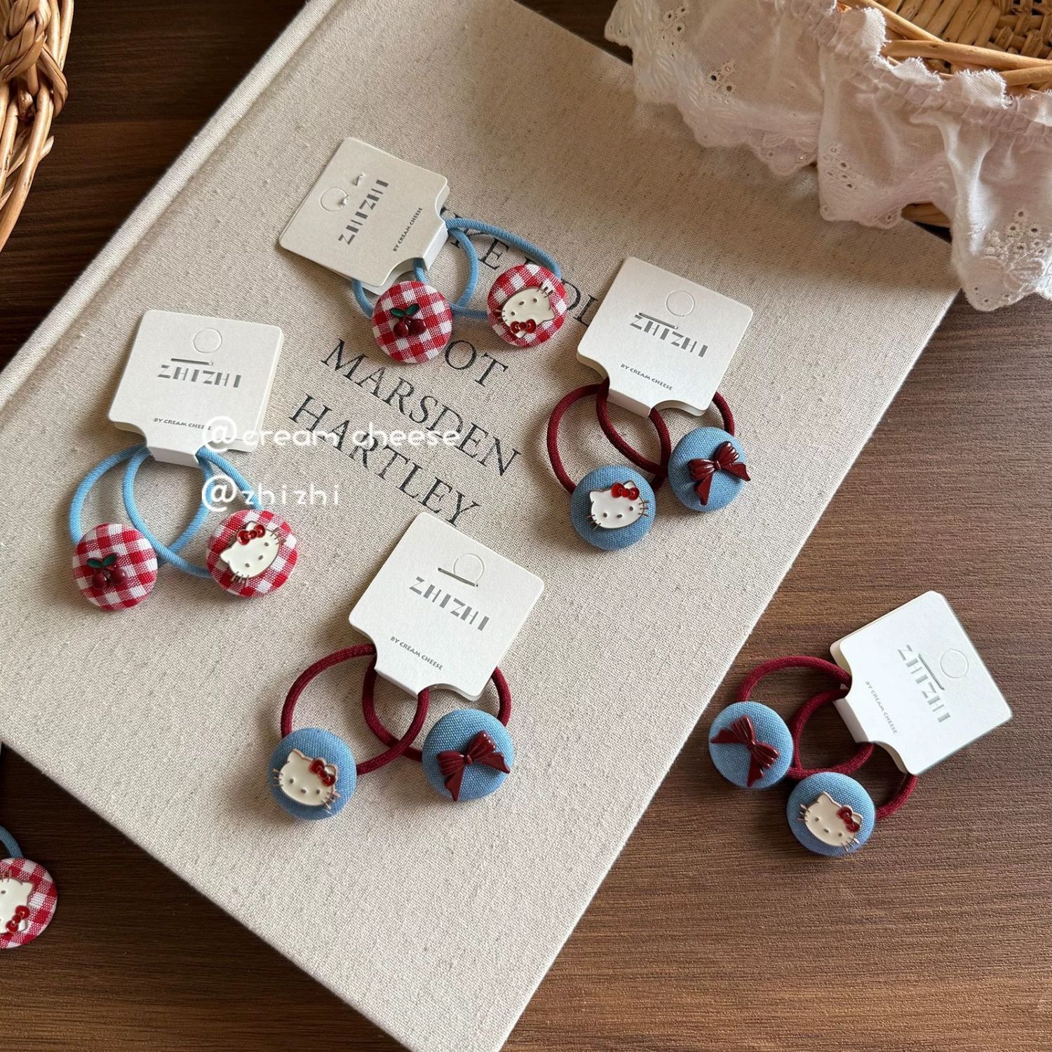 [ZHIZHI]甜酷牛仔可爱发圈儿童凯蒂猫几何头绳宝宝高弹不伤发皮筋