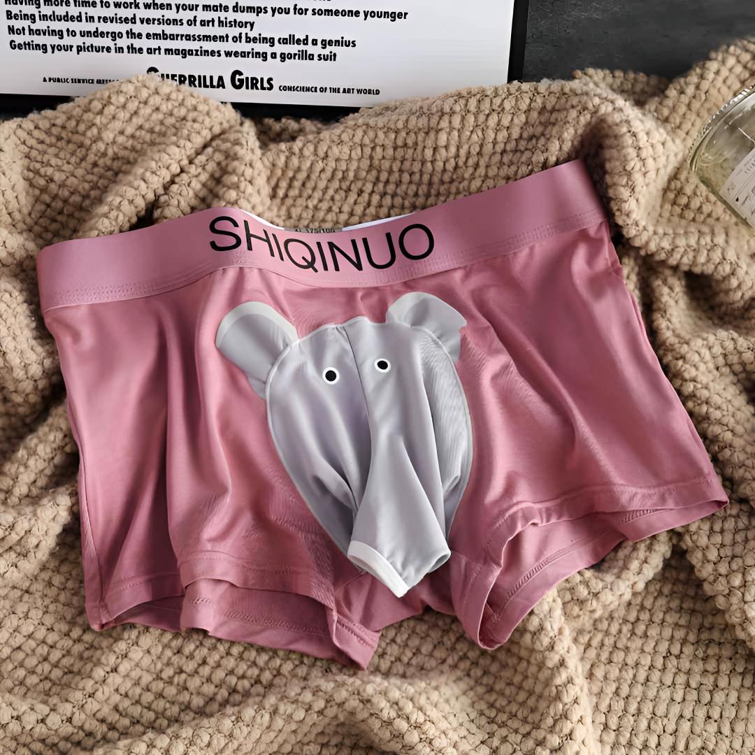 大象图案男士内裤男莫代尔平角裤可爱卡通底裤男舒适透气四角短裤