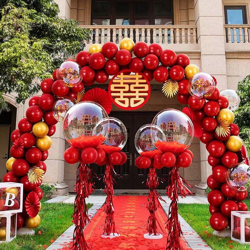 结婚气球拱门支架婚礼农村装饰门口室外布置婚房套装开业生日婚庆