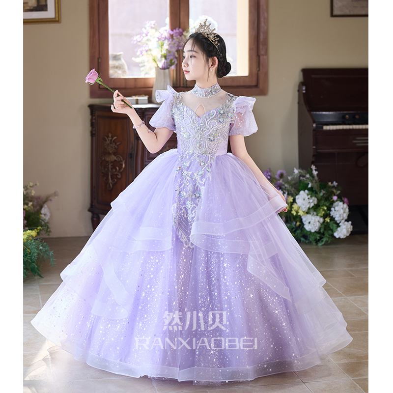 女童主持人礼服高级感女孩生日派对公主裙儿童模特女童生日礼服裙