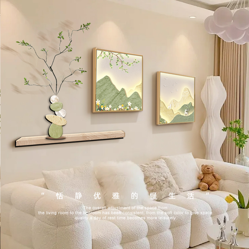 北欧奶油风背有靠山客厅沙发背景墙面装饰画餐厅壁画卧室床头壁画