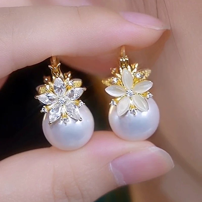 【双生恋】  [花开富贵]双面花珠珠气质耳环秋冬款-251