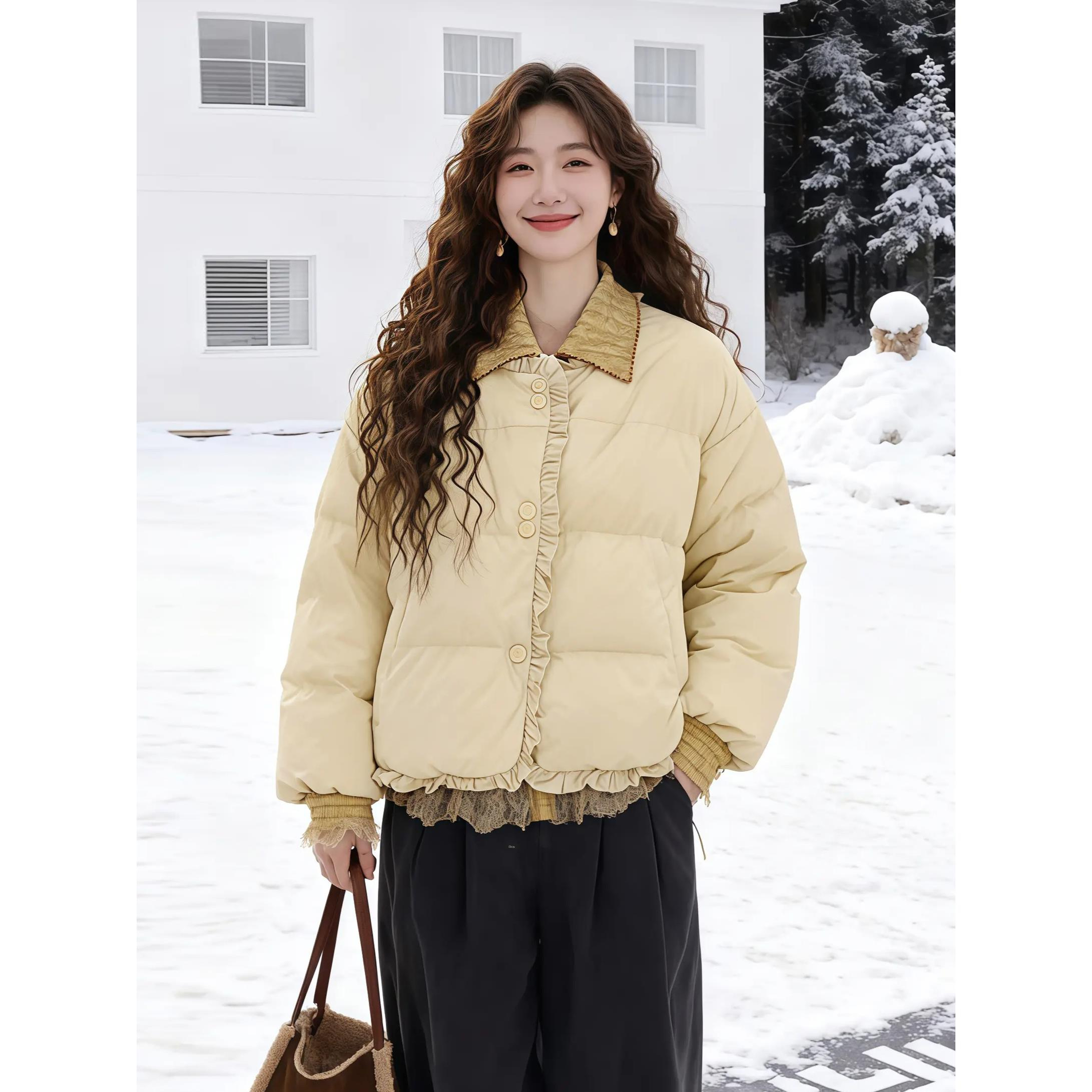 2025秋冬超好看棉服女款韩系气质温柔休闲小个子加厚保暖棉衣外套